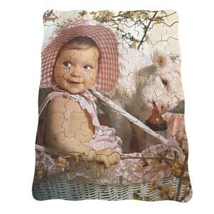 Vintage Baby Lamb Jigsaw Puzzle Nursery Cottagecore Wall Art 12x15" RARE
